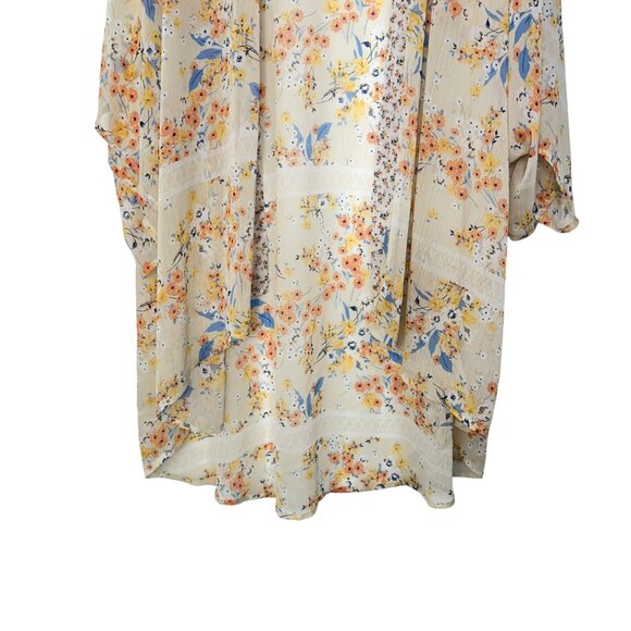 Band Of Gypsies Women Open Front Floral Kimono Cardigan SZ XS/S 100% Polyester - Picture 11 of 11